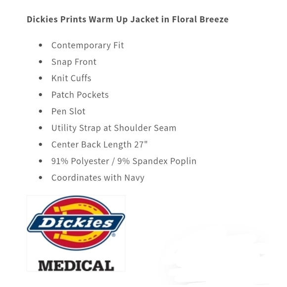 Dickies EDS Snap Front Scrub Awareness Jacket - S - Picture 12 of 13